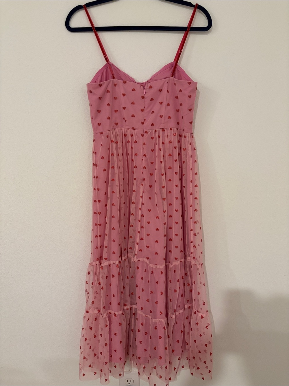 Betsy Johnson Pink Heart Print Midi Sundress with Sweetheart Neckline - Picture 7 of 7